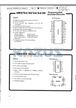 UM5000 datasheet - PROGRAMMABLE ENCODER/DECODER