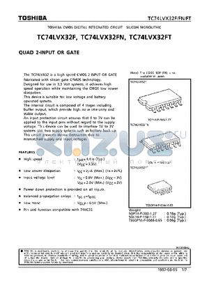 TC74LVX32F datasheet - QUAD 2-INPUT OR GATE