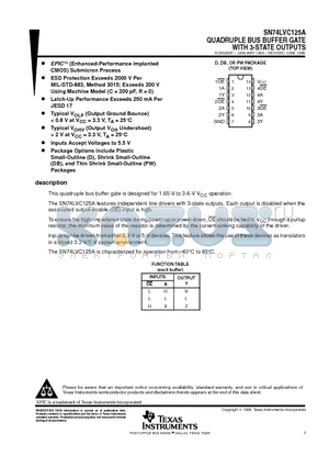 SN74LVC125ADB datasheet - QUADRUPLE BUS BUFFER GATE WITH 3-STATE OUTPUTS