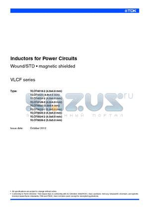 VLCF4018T-1R6N1R7-2 datasheet - Inductors for Power Circuits