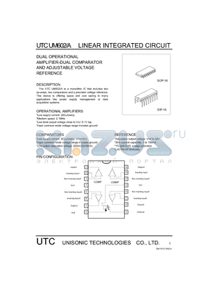 UM602/A datasheet - DUAL OPERATIONAL AMPLIFIER-DUAL COMPARATOR