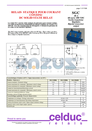 SGC datasheet - DC SOLID STATE RELAY