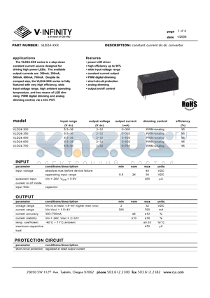 VLD24-300 datasheet - constant current dc-dc converter