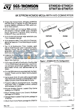 ST90E31D6 datasheet - 9K EPROM HCMOS MCUs WOTH A/D COMVERTER