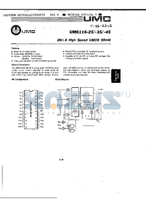 UM6116-35 datasheet - 2K x 8 High Speed CMOS SRAM