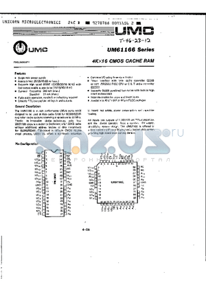 UM61166L-45 datasheet - 4K x 16 CMOS CACHE RAM