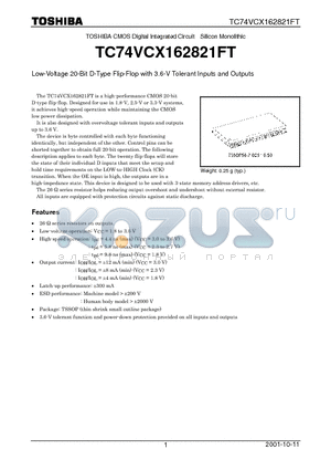 TC74VCX162821FT datasheet - Low-Voltage 20-Bit D-Type Flip-Flop with 3.6-V Tolerant Inputs and Outputs