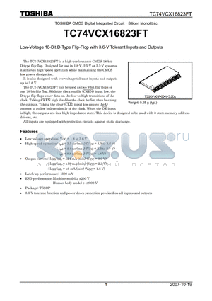 TC74VCX16823FT datasheet - Low-Voltage 18-Bit D-Type Flip-Flop with 3.6-V Tolerant Inputs and Outputs