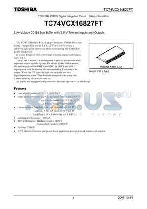 TC74VCX16827FT_07 datasheet - Low-Voltage 20-Bit Bus Buffer with 3.6-V Tolerant Inputs and Outputs