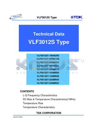 VLF3012ST-2R2M1R4 datasheet - L-Q Frequency Characteristics, DC Bias & Temperature Characteristics(1MHz), Temperature Rise