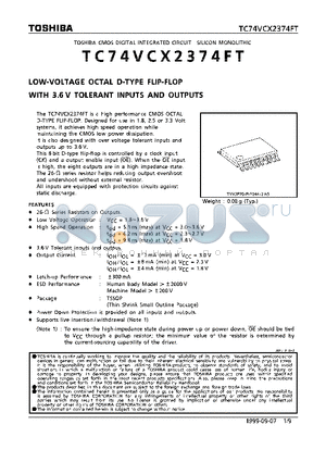 TC74VCX2374FT datasheet - LOW VOLTAGE OCTAL D-TYPE FLIP-FLOP WITH 3.6V TOLERANT INPUTS AND OUTPUTS