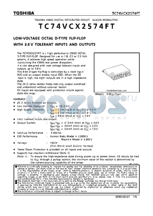 TC74VCX2574FT datasheet - LOW VOLTAGE OCTAL D-TYPE FLIP-FLOP WITH 3.6V TOLERANT INPUTS AND OUTPUTS