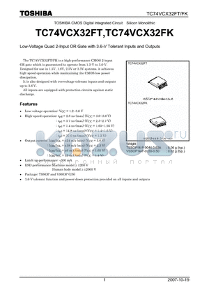 TC74VCX32FK datasheet - Low-Voltage Quad 2-Input OR Gate with 3.6-V Tolerant Inputs and Outputs