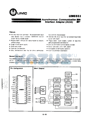 UM6551A datasheet - ON CHIP BAUD RATE GENERATOR