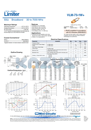 VLM-73-1W+ datasheet - 12 to 30dBm Limiter