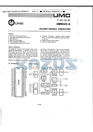 UM6522A datasheet - VERSATILE INTERFACE ADAPTER