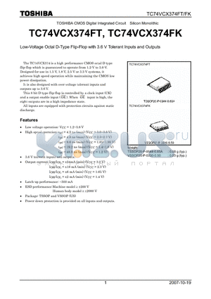 TC74VCX374FT_07 datasheet - Low-Voltage Octal D-Type Flip-Flop with 3.6 V Tolerant Inputs and Outputs