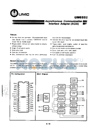 UM6551 datasheet - ON CHIP BAUD RATE GENERATOR