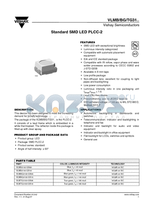 VLMB3140-GS18 datasheet - Standard SMD LED PLCC-2