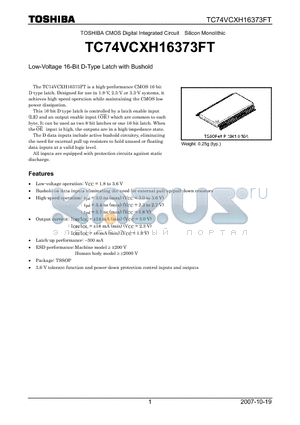 TC74VCXH16373FT_07 datasheet - Low-Voltage 16-Bit D-Type Latch with Bushold