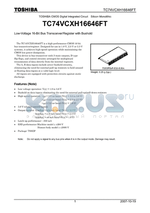 TC74VCXH16646FT_07 datasheet - Low-Voltage 16-Bit Bus Transceiver/Register with Bushold
