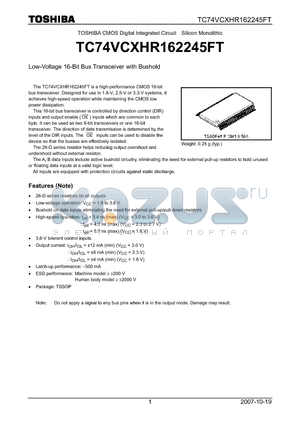 TC74VCXHR162245FT datasheet - Low-Voltage 16-Bit Bus Transceiver with Bushold