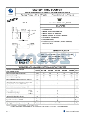 SGC10DH datasheet - SURFACE MOUNT GLASS PASSIVATED JUNCTION RECTIFIER
