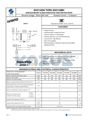 SGC10JH datasheet - SURFACE MOUNT GLASS PASSIVATED JUNCTION RECTIFIER