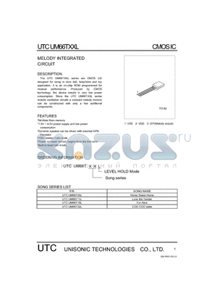 UM66T32L datasheet - MELODY INTEGRATED CIRCUIT