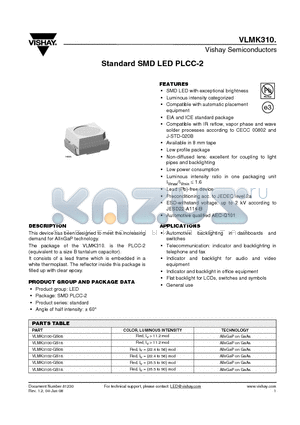VLMK3105-GS08 datasheet - Standard SMD LED PLCC-2