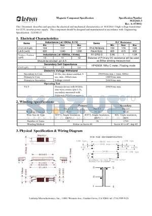 SGE2641-3 datasheet - high voltage transformer for CCFL inverter power supply