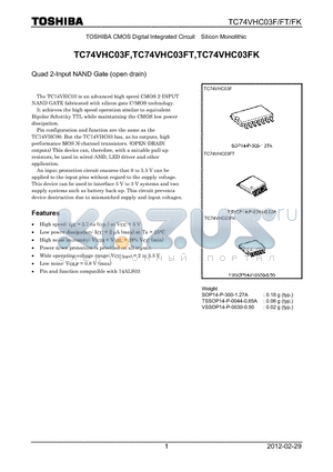 TC74VHC03F_12 datasheet - Quad 2-Input NAND Gate (open drain)