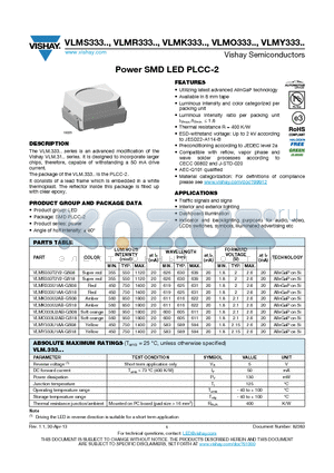 VLMK333U2AB-GS08 datasheet - Power SMD LED PLCC-2