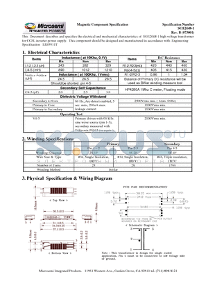 SGE2648-1 datasheet - high voltage transformer for CCFL inverter power supply.