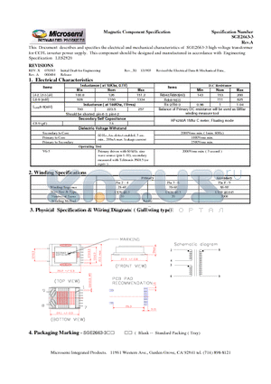 SGE2663-3 datasheet - high voltage transformer for CCFL inverter power supply.