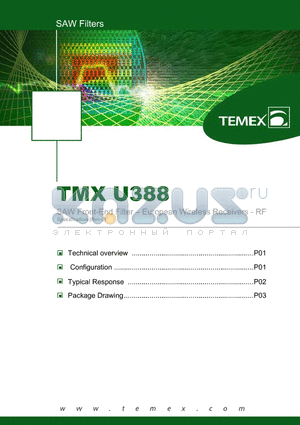 TMXU388 datasheet - SAW Front-End Filter - European Wireless Receivers - RF