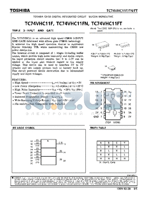 TC74VHC11F datasheet - TRIPLE 3-INPUT AND GATE