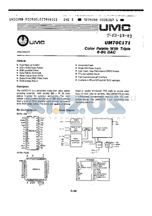 UM70C171L datasheet - Color Palette With Triple 6-Bit DAC