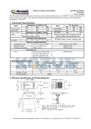 SGE2697-1 datasheet - inverter transformer for CCFL inverter power supply