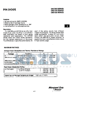 UM7000 datasheet - PIN DIODE