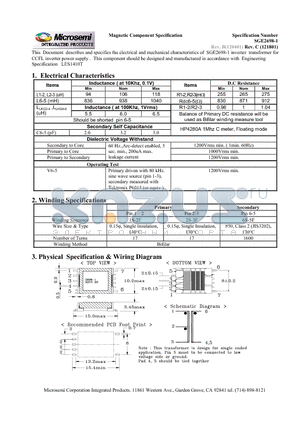 SGE2698-1 datasheet - inverter transformer for CCFL inverter power supply