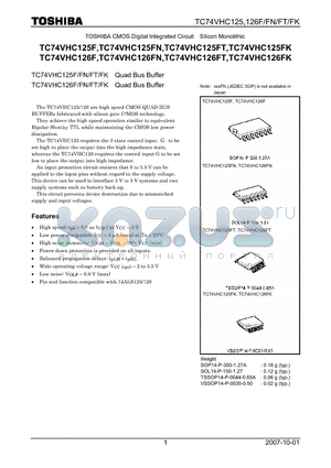 TC74VHC125FT datasheet - Quad Bus Buffer