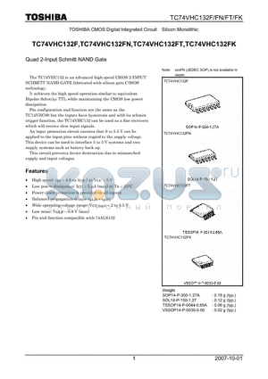 TC74VHC132FK datasheet - Quad 2-Input Schmitt NAND Gate