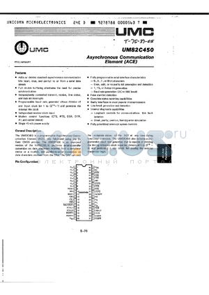 UM82C450 datasheet - ASYNCHRONOUS COMMUNICATION ELEMENT