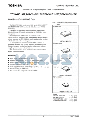 TC74VHC132F_07 datasheet - Quad 2-Input Schmitt NAND Gate