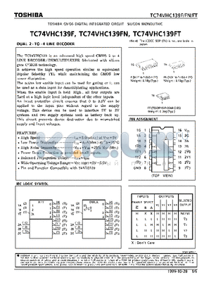 TC74VHC139FN datasheet - DUAL 2-TO-S LINE DECODER