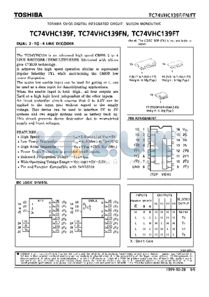 TC74VHC139FT datasheet - DUAL 2-TO-S LINE DECODER