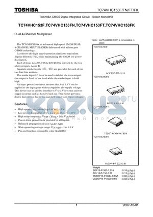 TC74VHC153F datasheet - Dual 4-Channel Multiplexer