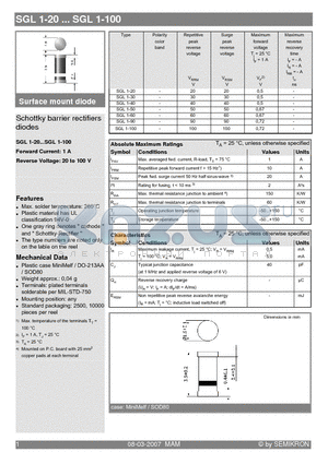 SGL1-30 datasheet - Schottky barrier rectifiers diodes