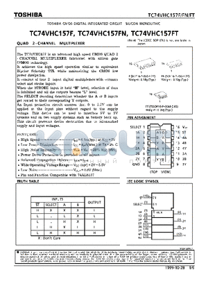 TC74VHC157F datasheet - QUAD 2-CHANNEL MULTIPLEXER